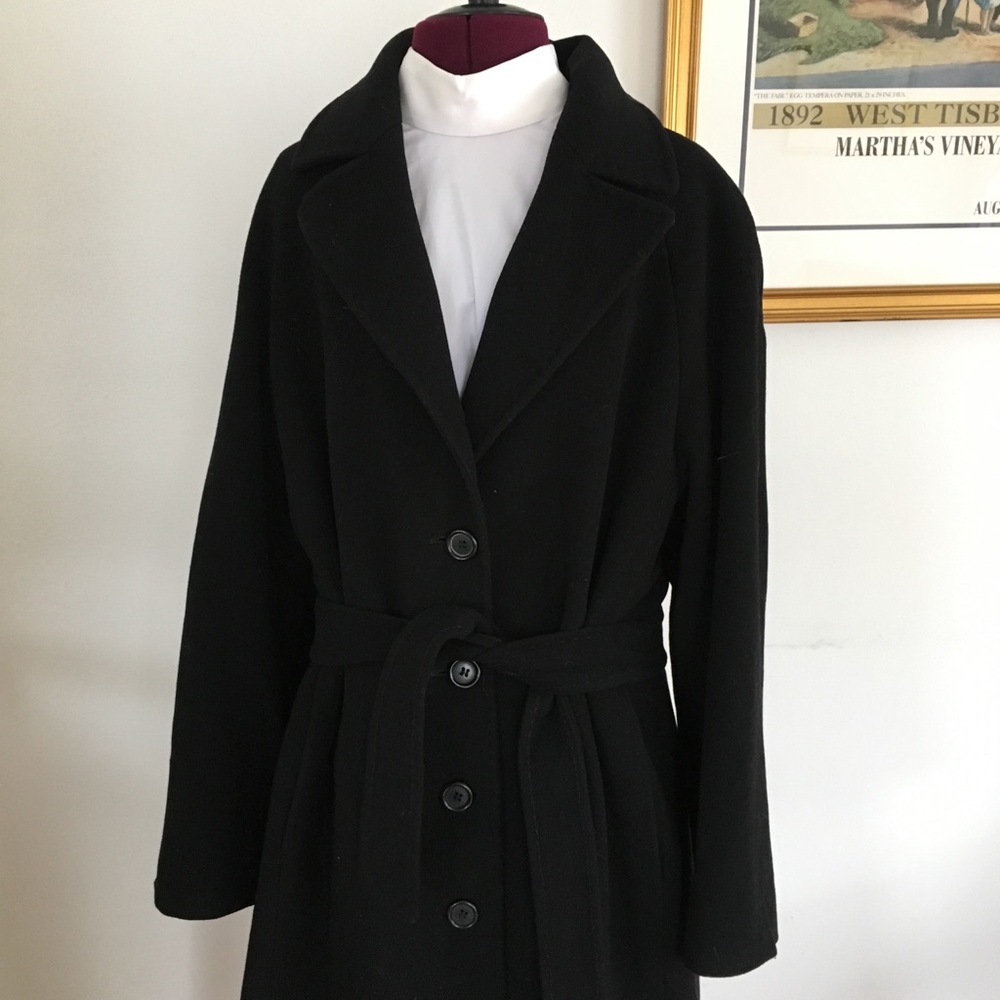 Mario Valentino black wool women’s wrap coat